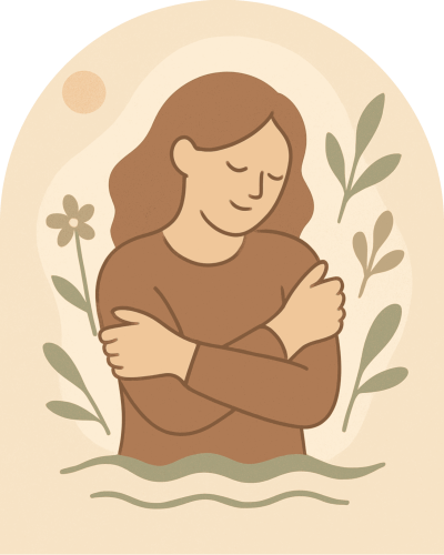 mujer abrazo